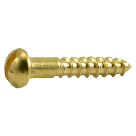 Midwest Fastener Wood Screw, #2, 1/2 in, Plain Brass Round Head Slotted Drive, 60 PK 62073
